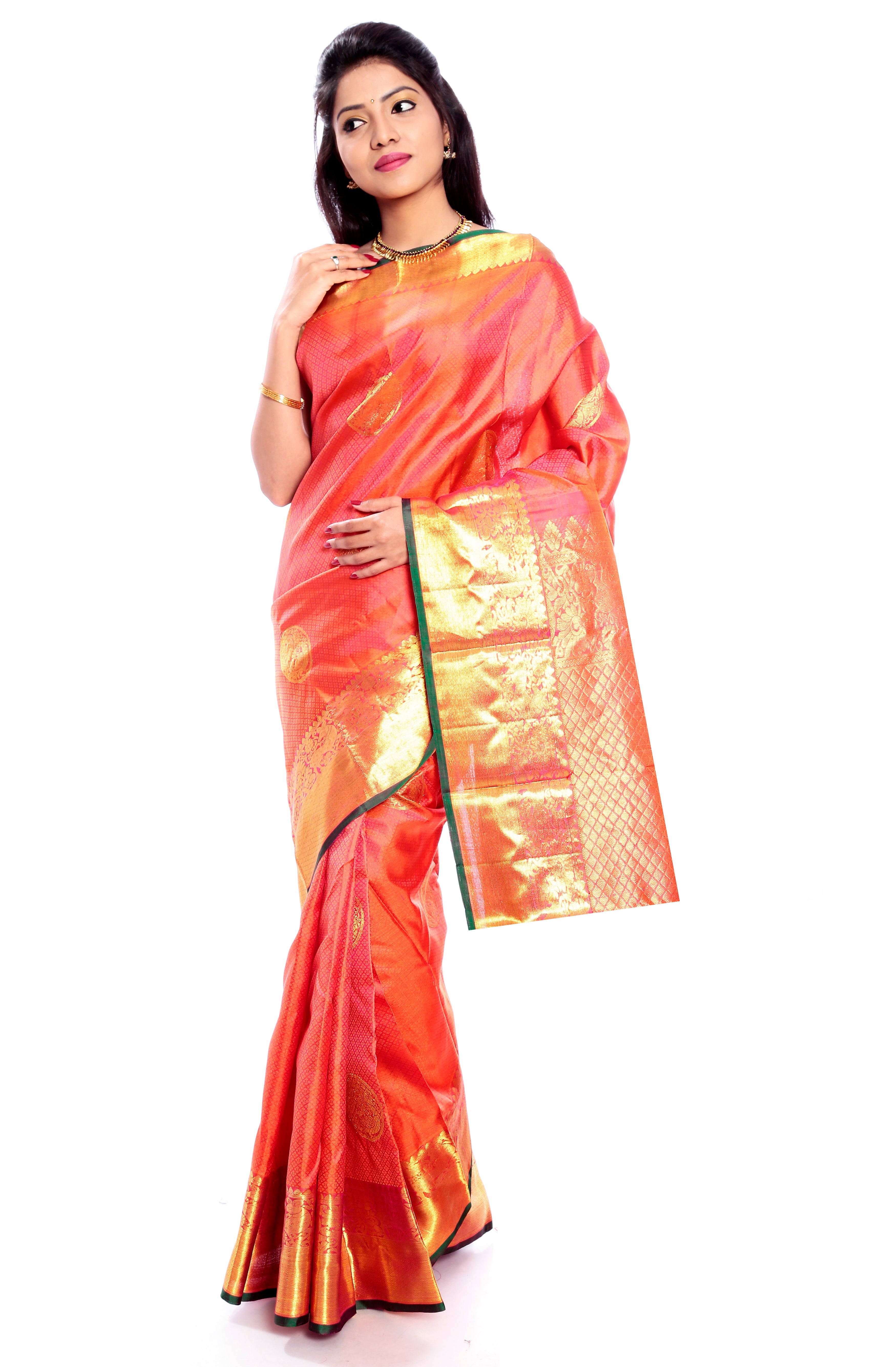 Orange kanjivaram silk sarees